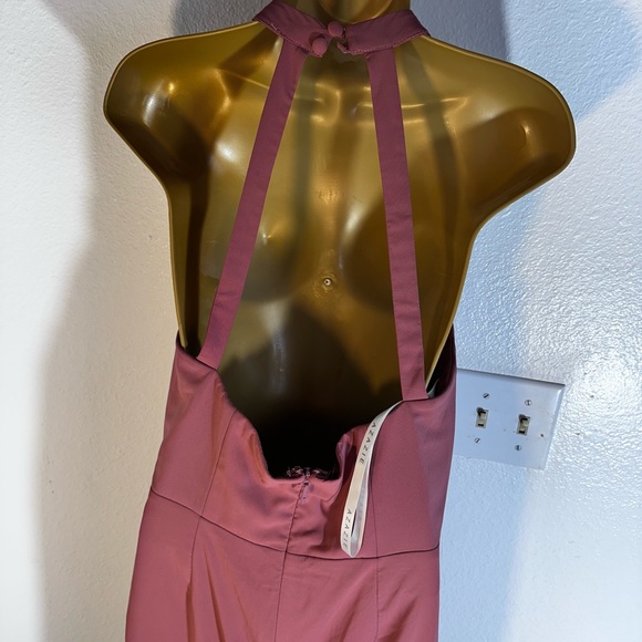 Azazie Galicia Mermaid High Neck Pleated Stretch Chiffon Leg Slit Dress NWT 10 - Picture 9 of 16